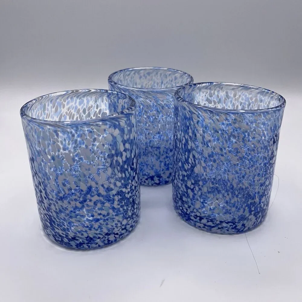 Set of 3 Blue Speckled Glasses